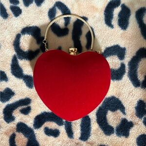 Heart-Shaped Red Velvet Bag